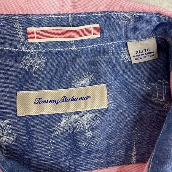 TOMMY Bahama pink button up long sleeve dress shirt. 100% cotton. Extra buttons - Picture 8 of 9